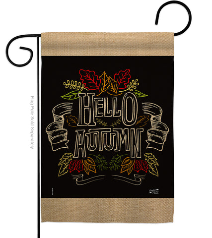 Charlkboard Hello Autumn - Harvest & Autumn Fall Vertical Impressions Decorative Flags HG137108 Made In USA