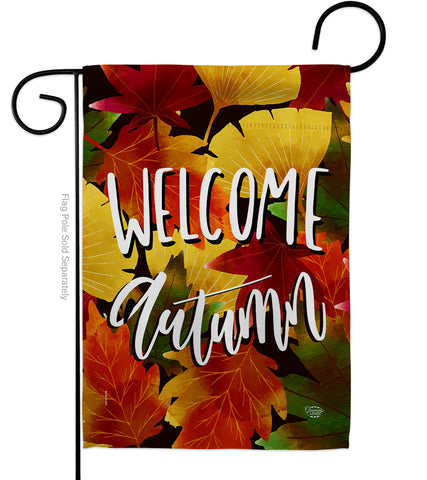 Welcome Autumn Leaves - Harvest & Autumn Fall Vertical Impressions Decorative Flags HG192136 Made In USA