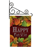 Happy Fall Y All - Harvest & Autumn Fall Vertical Impressions Decorative Flags HG113005 Made In USA