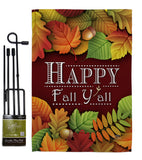 Happy Fall Y All - Harvest & Autumn Fall Vertical Impressions Decorative Flags HG113005 Made In USA