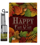 Happy Fall Y All - Harvest & Autumn Fall Vertical Impressions Decorative Flags HG113005 Made In USA