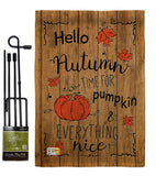 Hello Autumn Time for Pumpkin - Harvest & Autumn Fall Vertical Impressions Decorative Flags HG113064 Made In USA