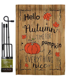 Hello Autumn Time for Pumpkin - Harvest & Autumn Fall Vertical Impressions Decorative Flags HG113064 Made In USA