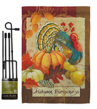 Autumn Blessings Turkey - Harvest & Autumn Fall Vertical Impressions Decorative Flags HG113070 Made In USA