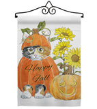 Happy Pumpkin Kitty - Harvest & Autumn Fall Vertical Impressions Decorative Flags HG113076 Made In USA