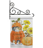 Happy Pumpkin Kitty - Harvest & Autumn Fall Vertical Impressions Decorative Flags HG113076 Made In USA