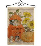 Happy Pumpkin Kitty - Harvest & Autumn Fall Vertical Impressions Decorative Flags HG113076 Made In USA