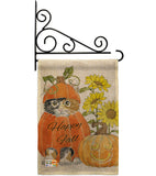 Happy Pumpkin Kitty - Harvest & Autumn Fall Vertical Impressions Decorative Flags HG113076 Made In USA