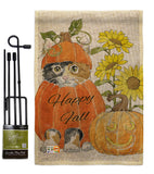 Happy Pumpkin Kitty - Harvest & Autumn Fall Vertical Impressions Decorative Flags HG113076 Made In USA