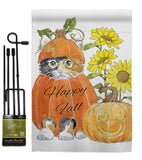 Happy Pumpkin Kitty - Harvest & Autumn Fall Vertical Impressions Decorative Flags HG113076 Made In USA