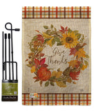 Give Thanks Wreath - Harvest & Autumn Fall Vertical Impressions Decorative Flags HG113100 Made In USA