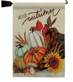 Hello Cornucopia - Harvest Autumn Fall Vertical Impressions Decorative Flags HG130423 Made In USA
