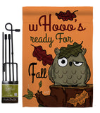 Whooo's Reday For Fall - Harvest & Autumn Fall Vertical Impressions Decorative Flags HG137104 Made In USA