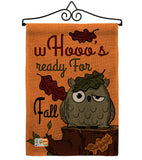 Whooo's Reday For Fall - Harvest & Autumn Fall Vertical Impressions Decorative Flags HG137104 Made In USA