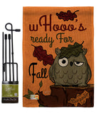 Whooo's Reday For Fall - Harvest & Autumn Fall Vertical Impressions Decorative Flags HG137104 Made In USA