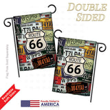 Route 66 Plates - Historic Americana Vertical Impressions Decorative Flags HG137161 Printed In USA