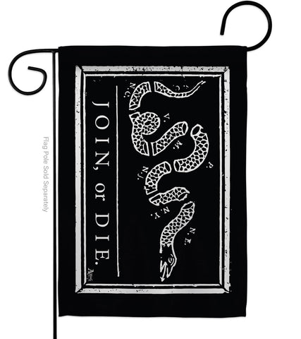 Black Join Or Die - Historic Americana Vertical Impressions Decorative Flags HG140725 Made In USA