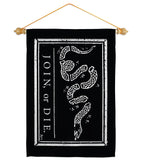 Black Join Or Die - Historic Americana Vertical Impressions Decorative Flags HG140725 Made In USA