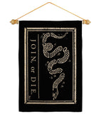 Black Join Or Die - Historic Americana Vertical Impressions Decorative Flags HG140725 Made In USA