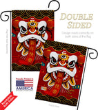 Happy Lion Dance - New Year Spring Vertical Impressions Decorative Flags HG120009 Made In USA