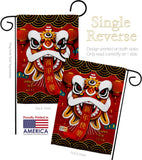 Happy Lion Dance - New Year Spring Vertical Impressions Decorative Flags HG120009 Made In USA