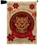 Happy Tiger Year - New Year Spring Vertical Impressions Decorative Flags HG130318 Made In USA