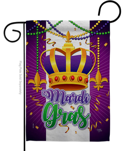 Mardi Gras Crown - Mardi Gras Spring Vertical Impressions Decorative Flags HG120074 Made In USA