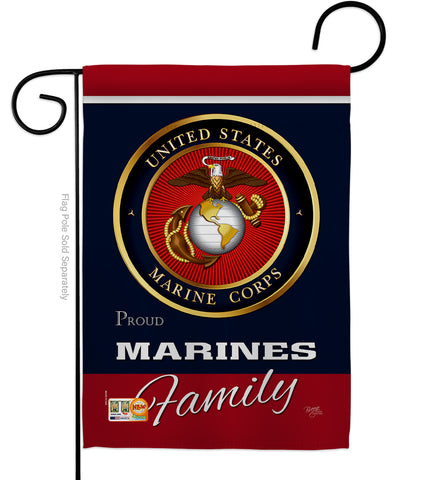 Marines Proudly Family - Military Americana Vertical Impressions Decorative Flags HG108411 Made In USA