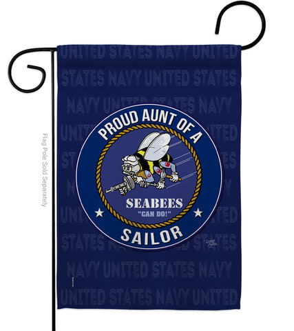 Seabees Proud Aunt Sailor - Military Americana Vertical Impressions Decorative Flags HG108494 Made In USA