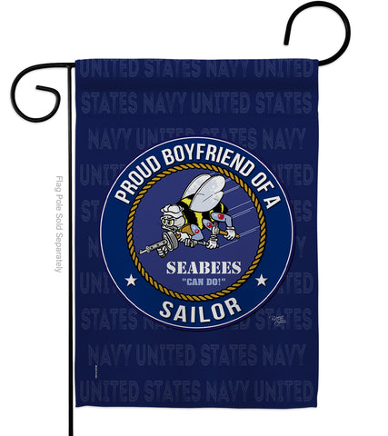 Seabees Proud Boyfriend Sailor - Military Americana Vertical Impressions Decorative Flags HG108512 Made In USA