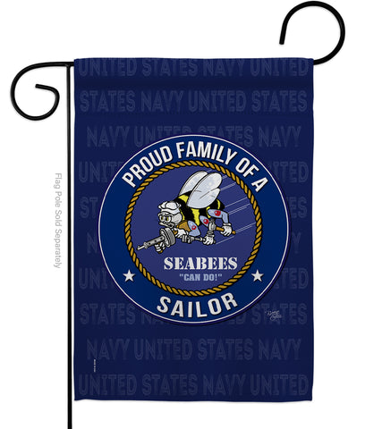 Seabees Proud Family Sailor - Military Americana Vertical Impressions Decorative Flags HG108539 Made In USA