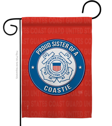 Proud Sister Coastie - Military Americana Vertical Impressions Decorative Flags HG108580 Made In USA