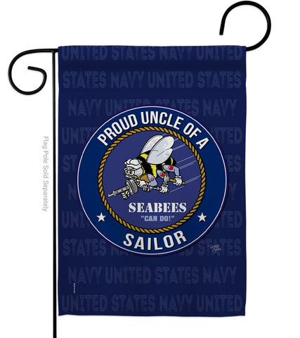 Seabees Proud Uncle Sailor - Military Americana Vertical Impressions Decorative Flags HG108602 Made In USA