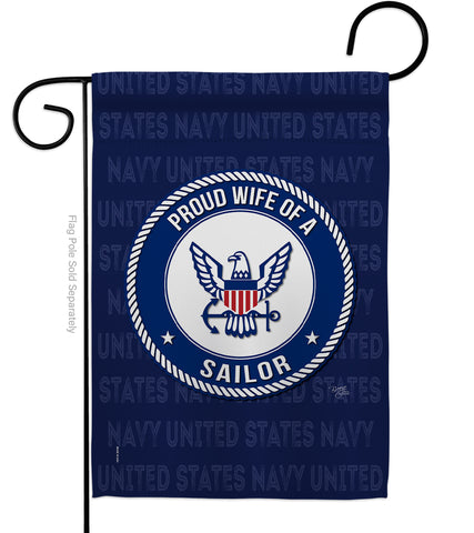 Proud Wife Sailor - Military Americana Vertical Impressions Decorative Flags HG108610 Made In USA