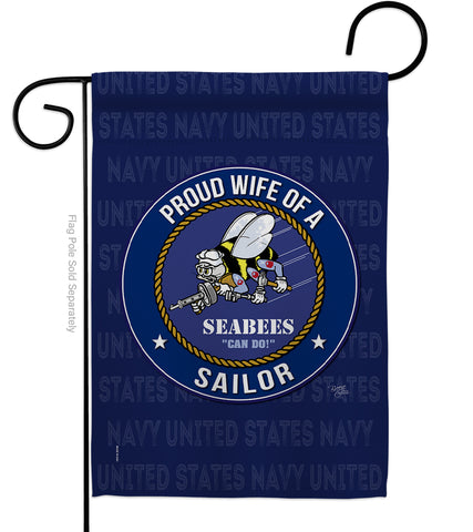 Seabees Proud Wife Sailor - Military Americana Vertical Impressions Decorative Flags HG108611 Made In USA