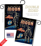 First Men On Moon - Military Americana Vertical Impressions Decorative Flags HG108624 Made In USA