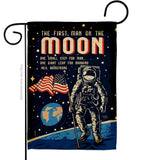 First Men On Moon - Military Americana Vertical Impressions Decorative Flags HG108624 Made In USA