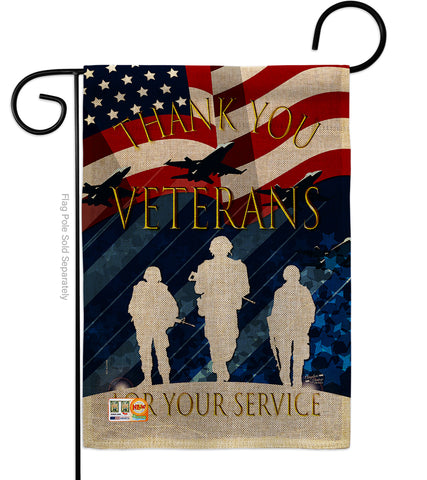 Thank You Veterans - Military Americana Vertical Impressions Decorative Flags HG137167 Made In USA