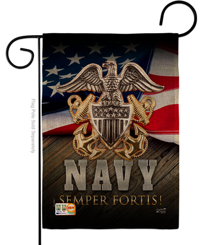 US Navy Semper Fortis - Military Americana Vertical Impressions Decorative Flags HG137172 Made In USA