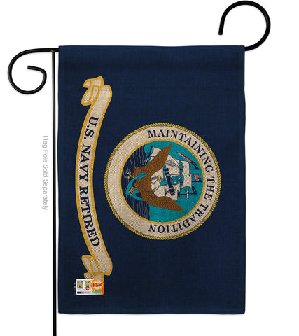 Retired Navy - Military Americana Vertical Impressions Decorative Flags HG140353 Made In USA
