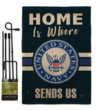 Home is Where Navy - Military Americana Vertical Impressions Decorative Flags HG108457 Made In USA