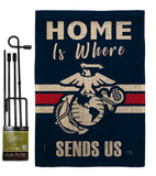 Home is Where Marine Corps - Military Americana Vertical Impressions Decorative Flags HG108458 Made In USA