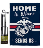 Home is Where Marine Corps - Military Americana Vertical Impressions Decorative Flags HG108458 Made In USA