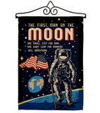 First Men On Moon - Military Americana Vertical Impressions Decorative Flags HG108624 Made In USA