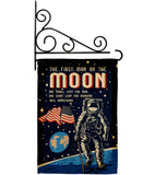 First Men On Moon - Military Americana Vertical Impressions Decorative Flags HG108624 Made In USA