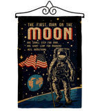 First Men On Moon - Military Americana Vertical Impressions Decorative Flags HG108624 Made In USA