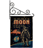 First Men On Moon - Military Americana Vertical Impressions Decorative Flags HG108624 Made In USA