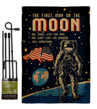 First Men On Moon - Military Americana Vertical Impressions Decorative Flags HG108624 Made In USA