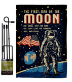 First Men On Moon - Military Americana Vertical Impressions Decorative Flags HG108624 Made In USA