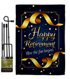 Retirement Fun Begins - Military Americana Vertical Impressions Decorative Flags HG108636 Made In USA